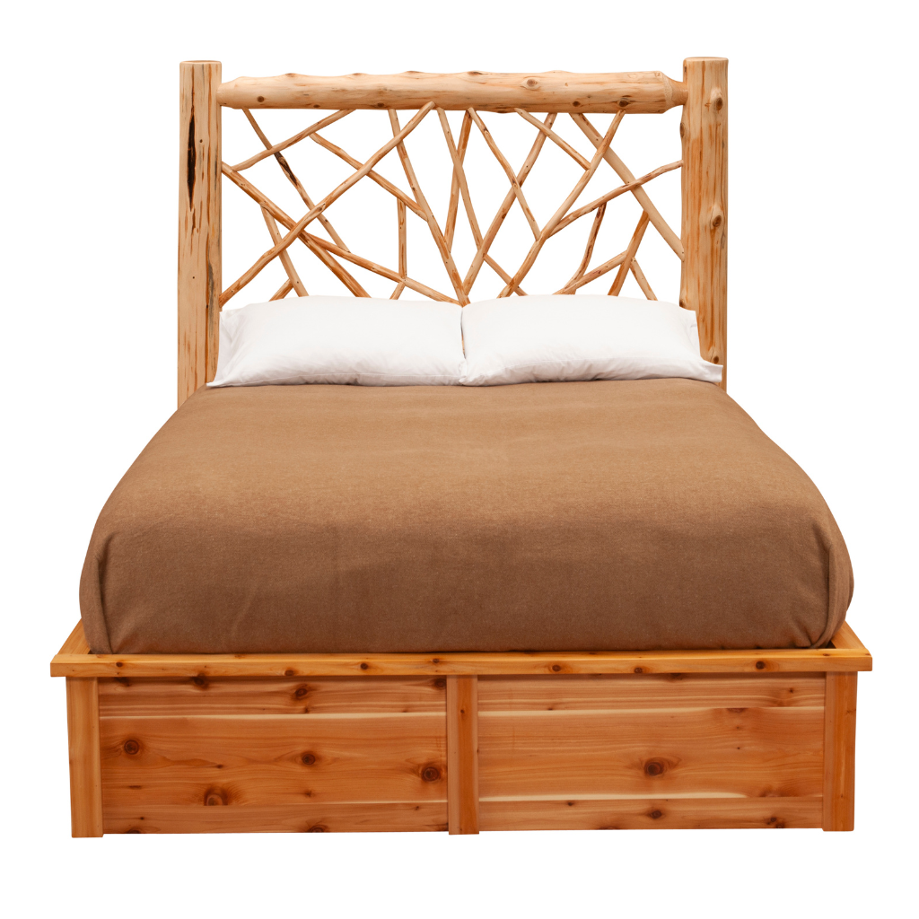 Fireside Lodge Cedar Log Twig Platform Bed 1 Fireside lodge cedar log twig platform bed