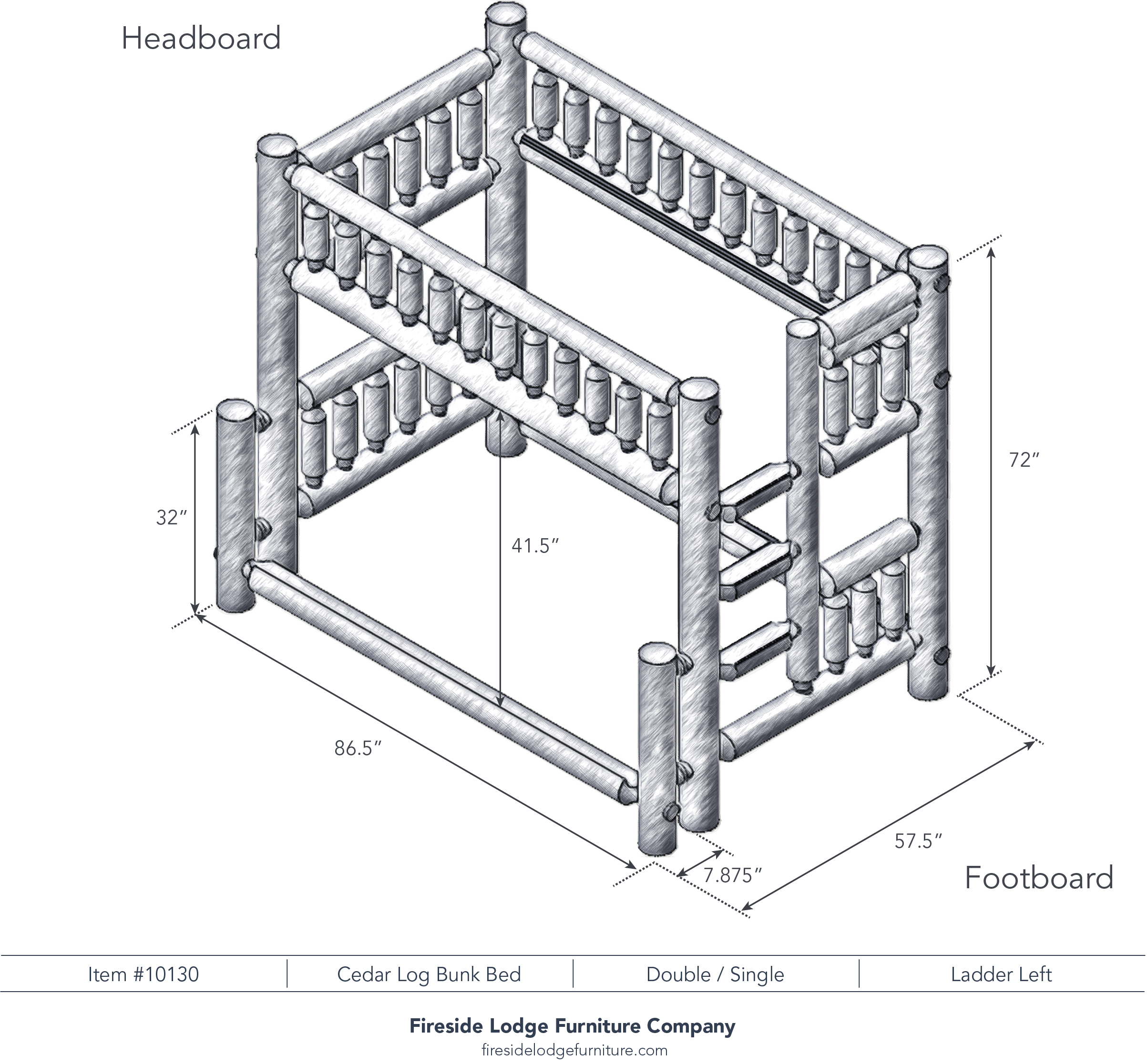 Fireside Lodge Cedar Log Bunk Bed - Twin/Full 2 Fireside lodge cedar log bunk bed - twin/full - image 2