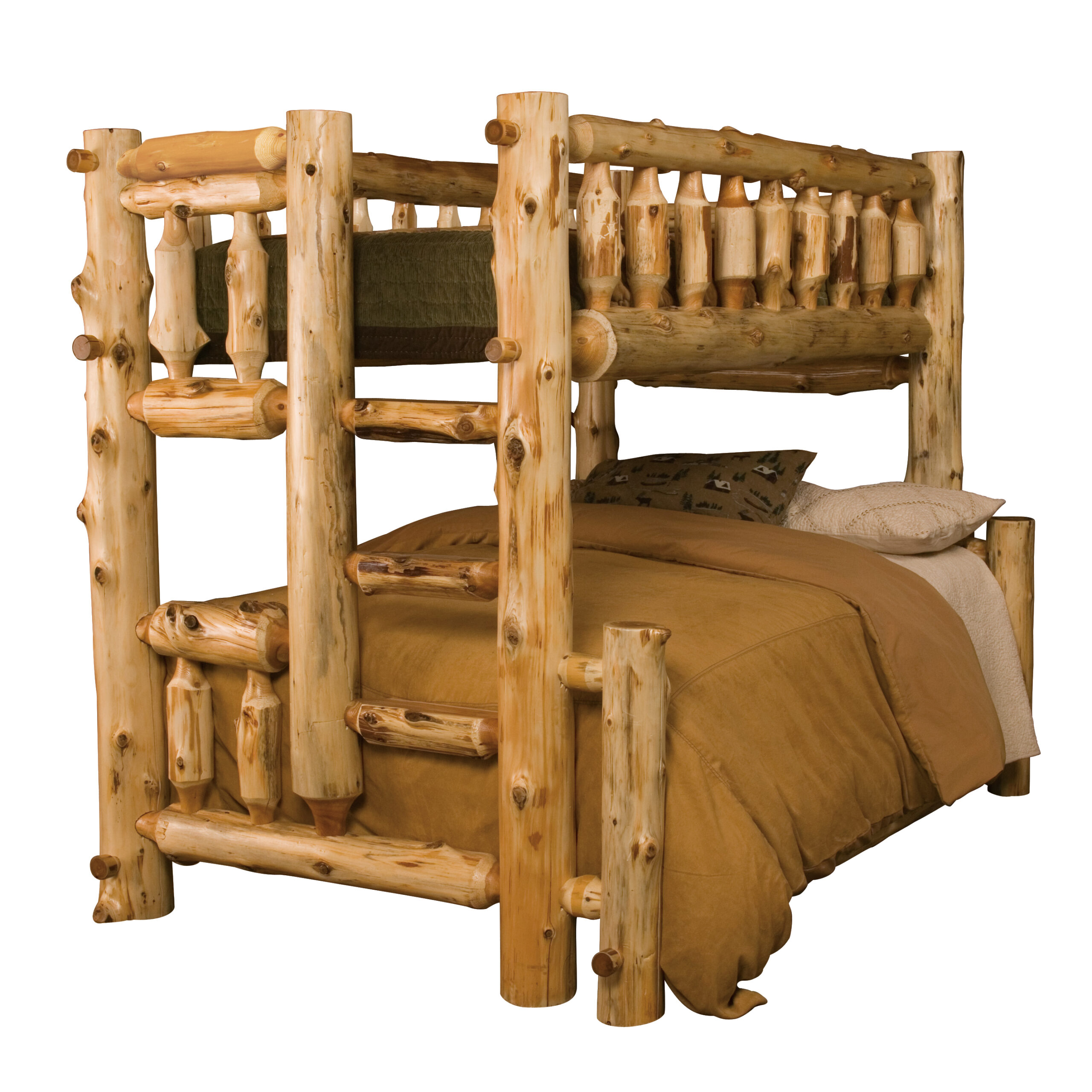 Fireside Lodge Cedar Log Bunk Bed - Queen Over Queen 1 Fireside lodge cedar log bunk bed - queen over queen