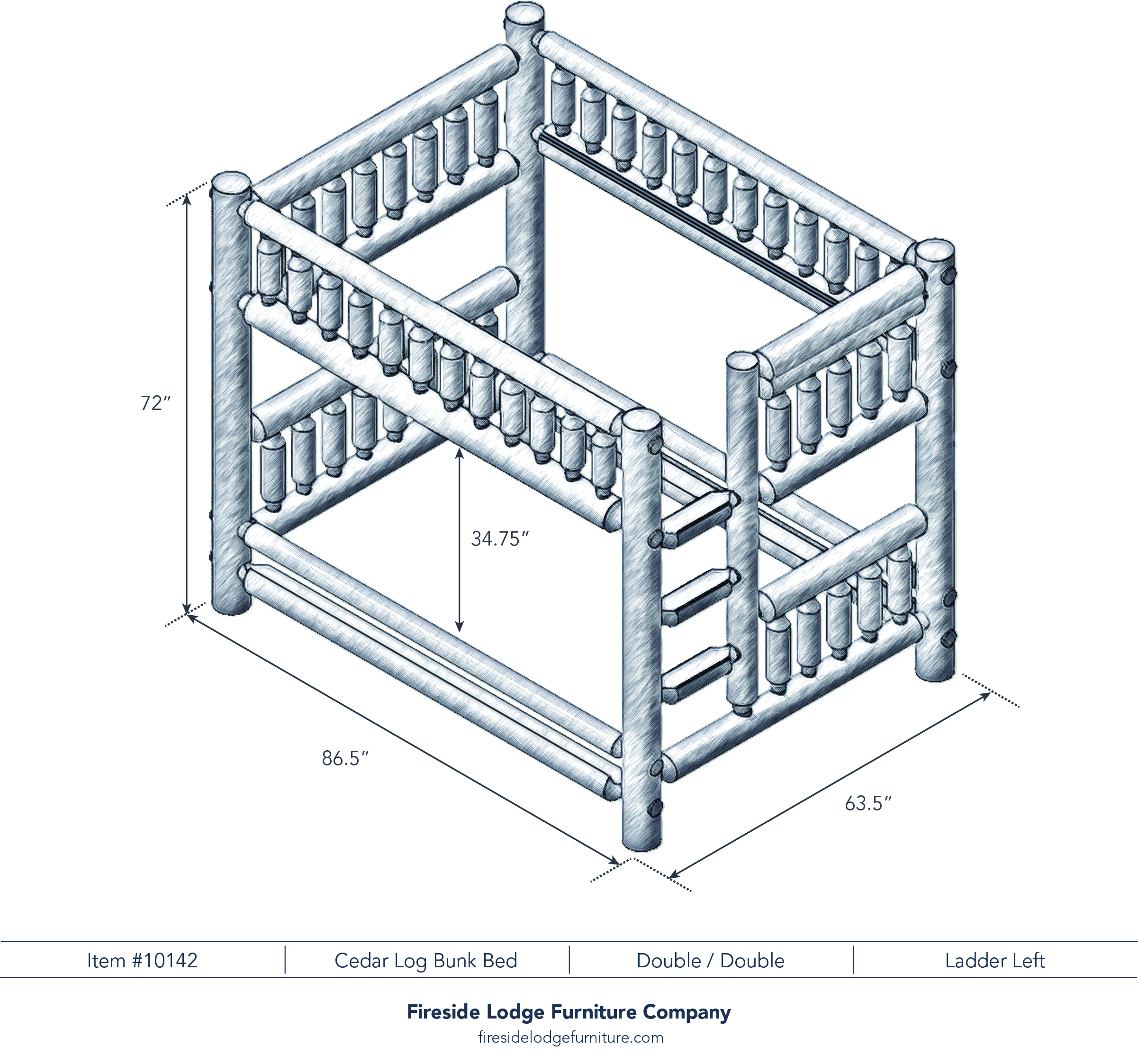 Fireside Lodge Cedar Log Bunkbed - Full/Full 2 Fireside lodge cedar log bunkbed - full/full - image 2