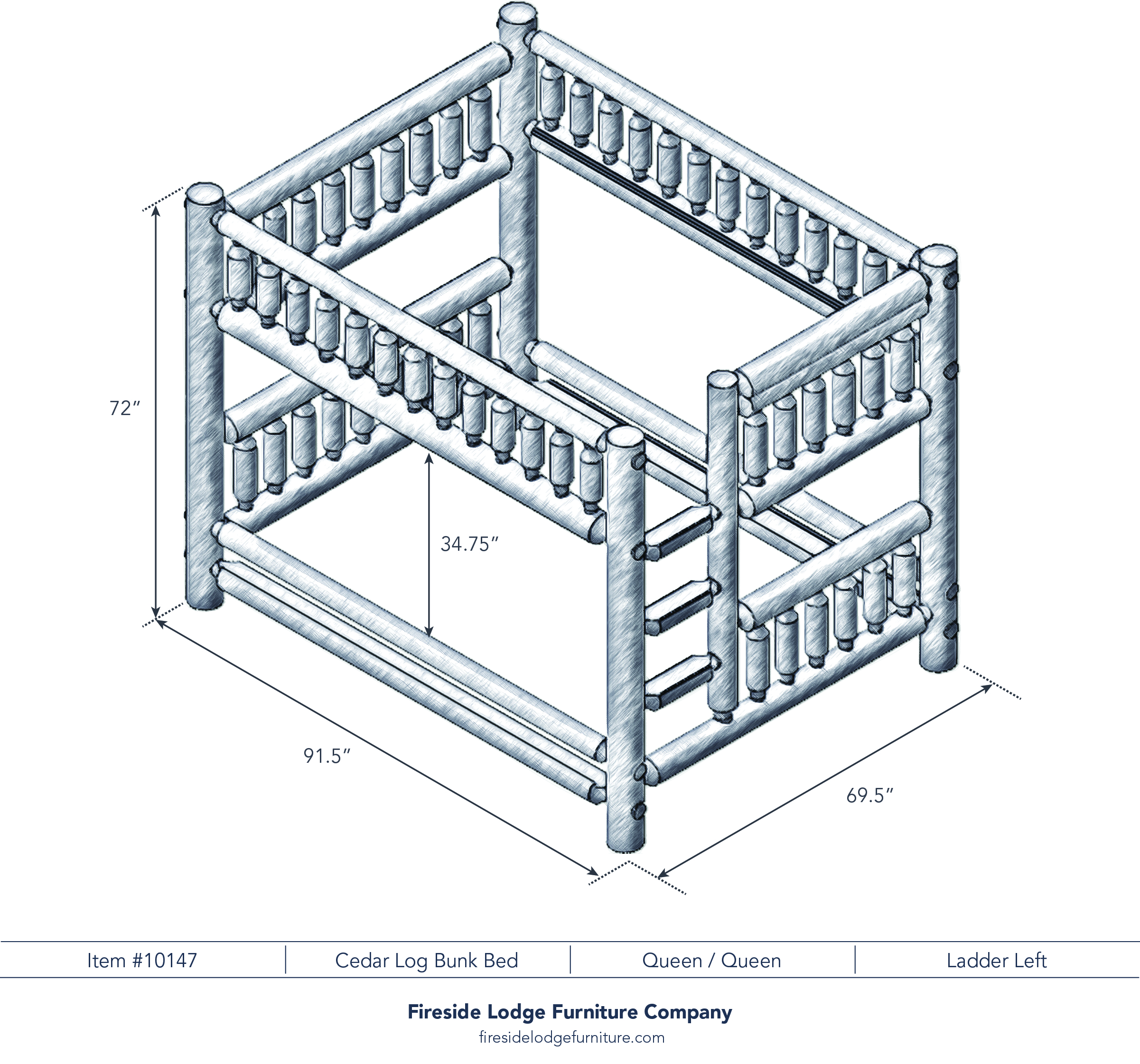 Fireside Lodge Cedar Log Bunk Bed - Queen Over Queen 2 Fireside lodge cedar log bunk bed - queen over queen - image 2
