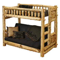 Fireside Lodge Cedar Log Bunk Bed - Twin over Futon