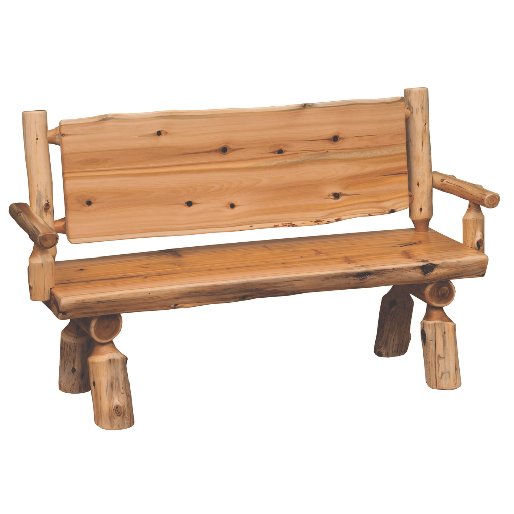 Fireside Lodge Log Bench With Solid Back 1 Fireside lodge log bench with solid back