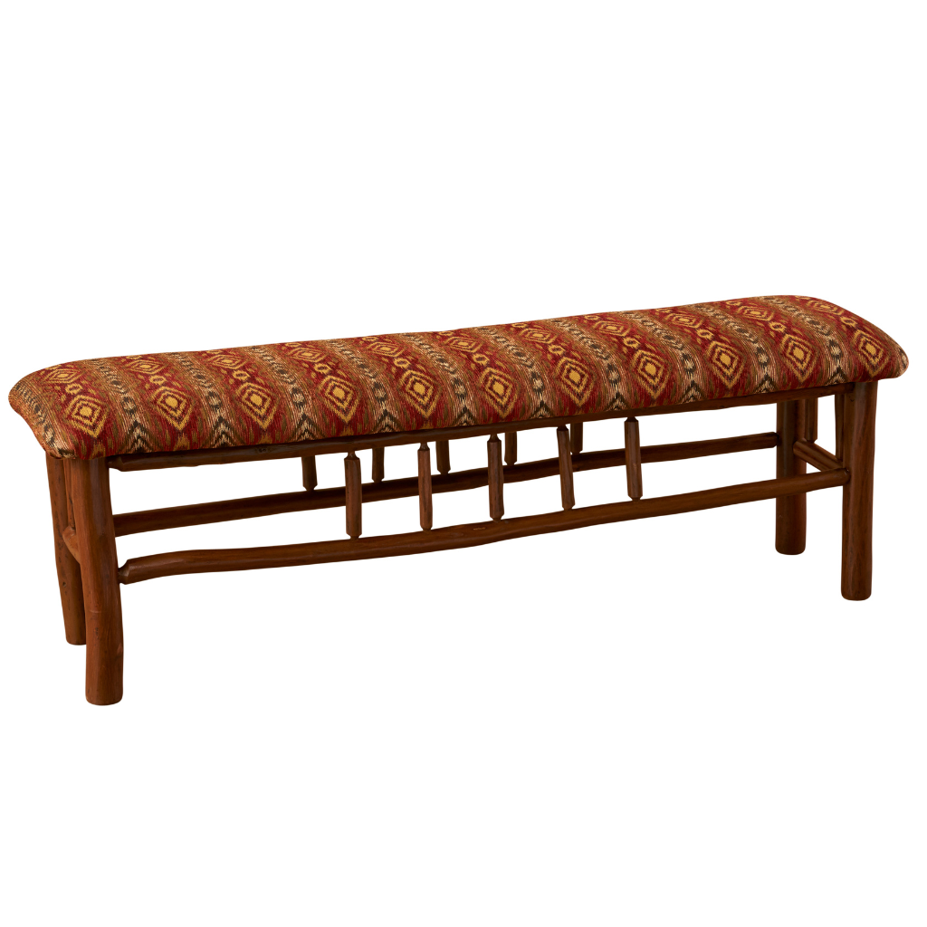 Fireside Lodge Hickory Log Upholstered Bench 1 Fireside lodge hickory log upholstered bench
