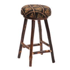Fireside Lodge Hickory Upholstered Log Bar Stool - Round