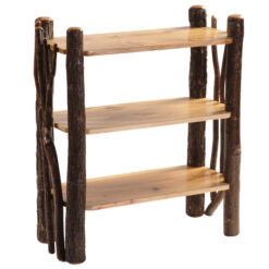Fireside Lodge Hickory Log Open Bookshelf with Twig Accent