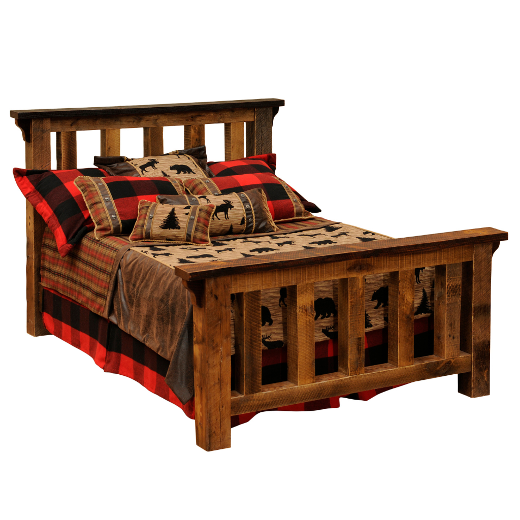 Fireside Lodge Reclaimed Barnwood Post Bed 1 Fireside lodge reclaimed barnwood post bed