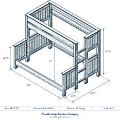 Fireside Barnwood Bunk Bed T/F Or Xl-T/Q 5 B10140 dims