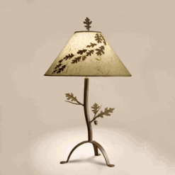 Acorn & Oak Leaf Tri-Base Iron Table Lamp by Colorado Dallas