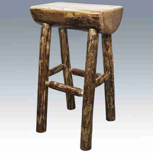 Amish "glacier country" pine half log bar stool by montana woodworks