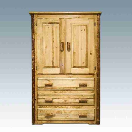 Amish "glacier country" pine log armoire by montana woodworks