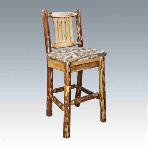Amish "glacier country" pine log bar stool with back by montana woodworks - image 3