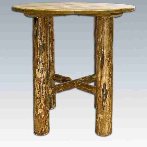 Amish "glacier country" pine log bistro table - pub table by montana woodworks - image 2