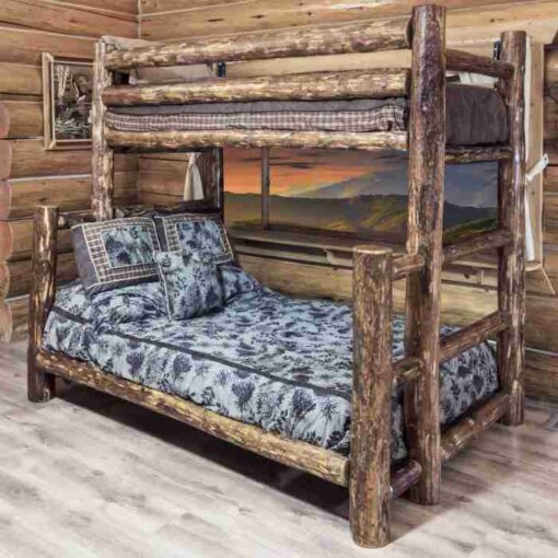 Amish "glacier country" pine log bunk bed - twin/full by montana woodworks