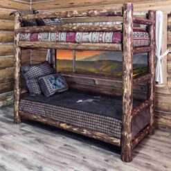 Amish "Glacier Country" Pine Log Bunk Bed - Twin/Twin or Full/Full by Montana Woodworks