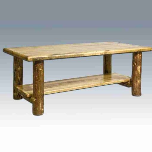 Amish "glacier country" pine log coffee table by montana woodworks