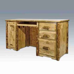 Amish "Glacier Country" Pine Log Computer Desk by Montana Woodworks