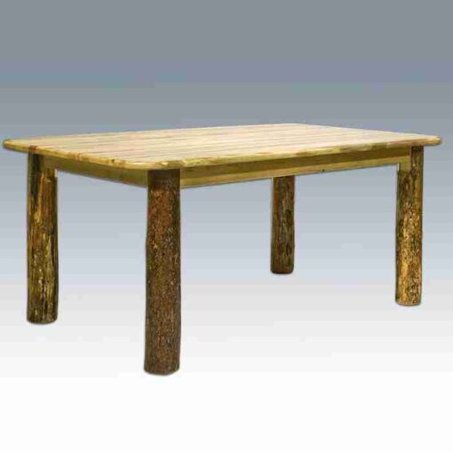 Amish "glacier country" pine log dining table - 4 post by montana woodworks