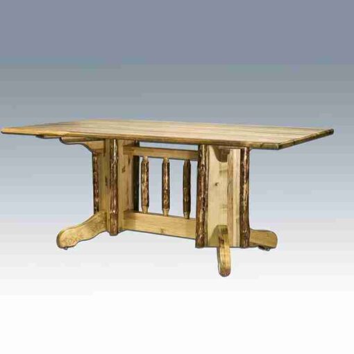 Amish "glacier country" pine log dining table - double pedestal by montana woodworks