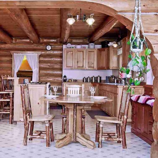 Amish "glacier country" pine log dining table - pedestal style by montana woodworks - image 2