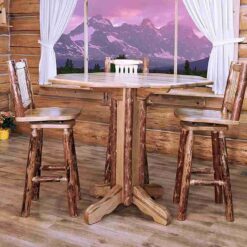 Amish glacier country pine log dining table pedestal style by montana woodworks 50