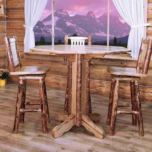 Amish "glacier country" pine log dining table - pedestal style by montana woodworks - image 3