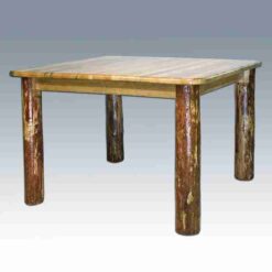 Amish "Glacier Country" Pine Log Dining Table - Square by Montana Woodworks