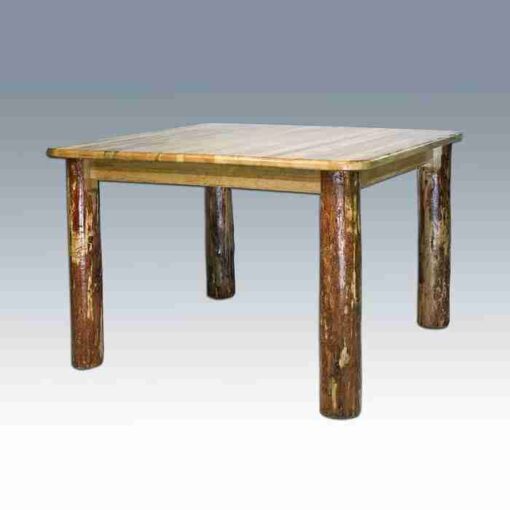 Amish "glacier country" pine log dining table - square by montana woodworks - image 3