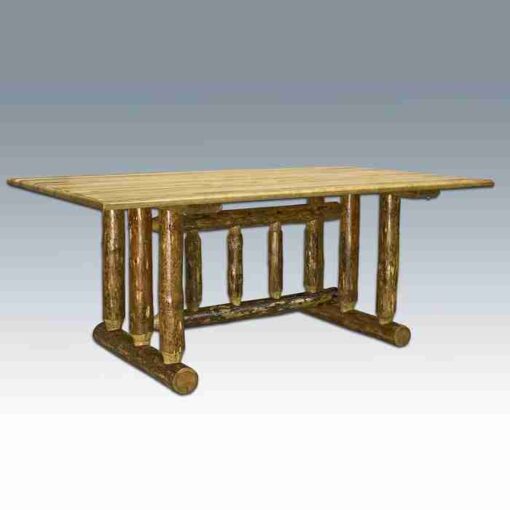 Amish "glacier country" pine log dining table trestle