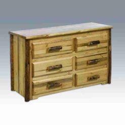 Amish "Glacier Country" Pine Log Dresser - 6 Drawer