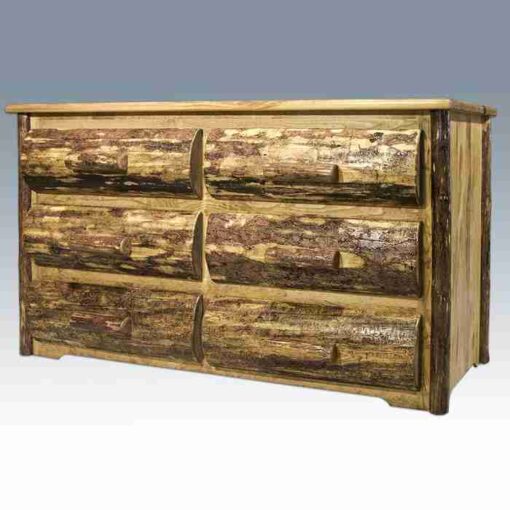 Amish "glacier country" pine log dresser - 6 drawer - image 2