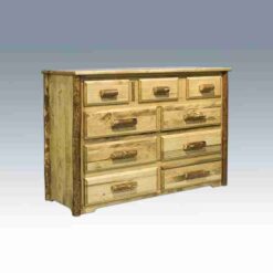 Amish "Glacier Country" Pine Log Dresser - 9 Drawer