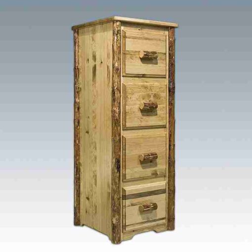Amish "glacier country" pine log file cabinet - 4 drawer by montana woodworks