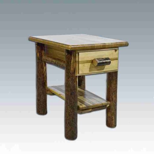 Amish "glacier country" pine log nightstand - 1 drawer by montana woodworks