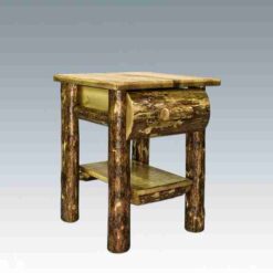 Amish glacier country pine log nightstand 1 drawer by montana woodworks 35