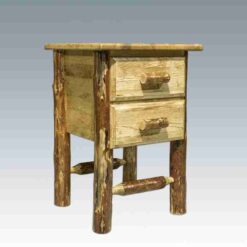 Amish "Glacier Country" Pine Log Nightstand - 2 Drawer by Montana Woodworks