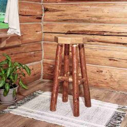 Amish glacier country pine log pedestal bistro table pub table by montana woodworks 67