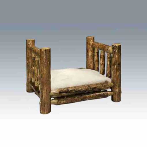 Amish "glacier country" pine log pet bed - small
