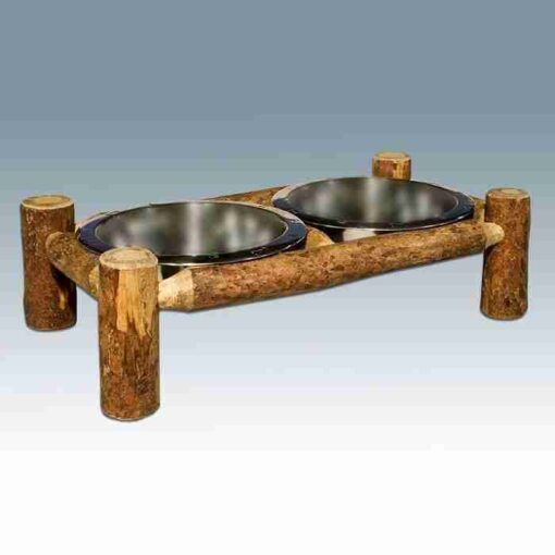 Amish "glacier country" pine log pet feeder - large