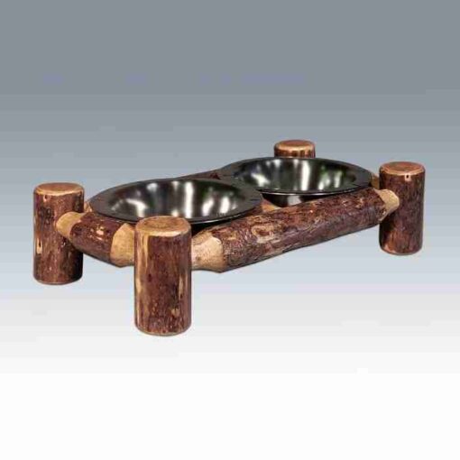 Amish "glacier country" pine log pet feeder - small