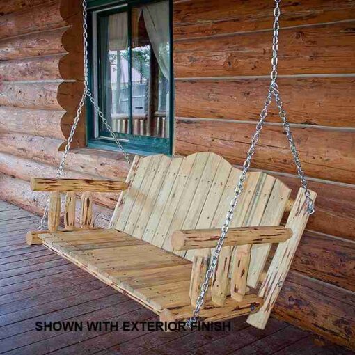 Amish "glacier country" pine log porch swing
