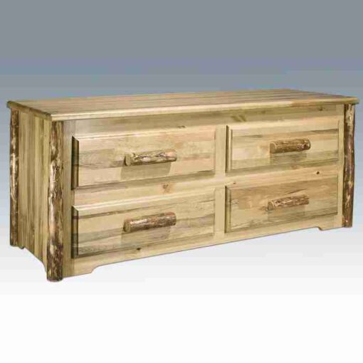 Amish "glacier country" pine log sitting chest - 4 drawer by montana woodworks