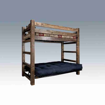 Amish homestead collection log twin over futon bunk bed by montana woodworks 36