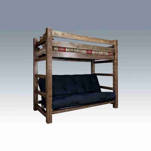 Amish "homestead collection" pine log twin over futon bunk bed - image 3