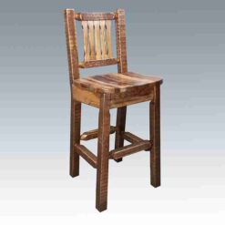 Amish "Homestead Collection" Pine Bar Stool With Back