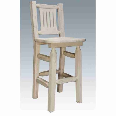 Amish homestead collection pine bar stool with back by montana woodworks 121