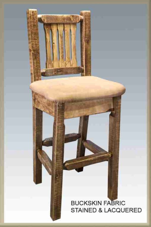 Amish "homestead collection" pine bar stool with back - image 3