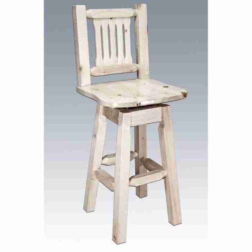Amish "homestead collection" pine bar stool with back & swivel by montana woodworks - image 2
