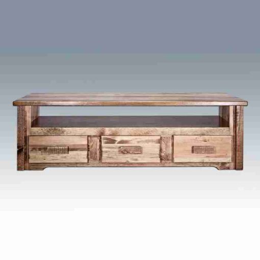 Amish "homestead collection" pine sitting chest - entertainment center by montana woodworks