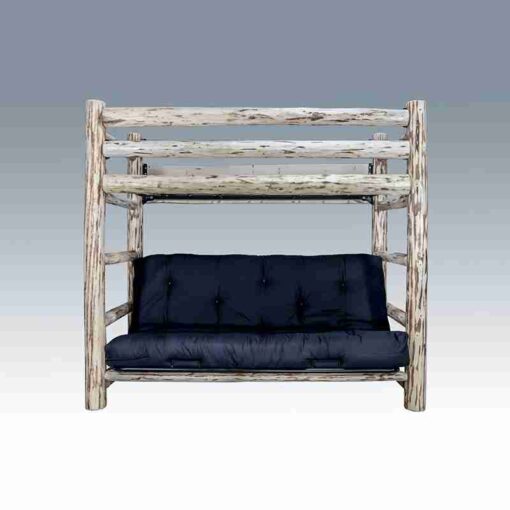 Amish "montana collection" log twin over futon bunk bed by montana woodworks